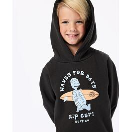 Mikina Rip Curl TUBE TOWN TURTLE HOOD -BOY Washed Black