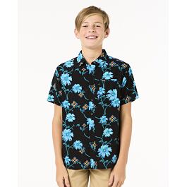 Košile Rip Curl SURF REVIVAL S/S SHIRT-BOY Black