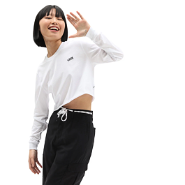 Tričko Vans JUNIOR V LS CROP White