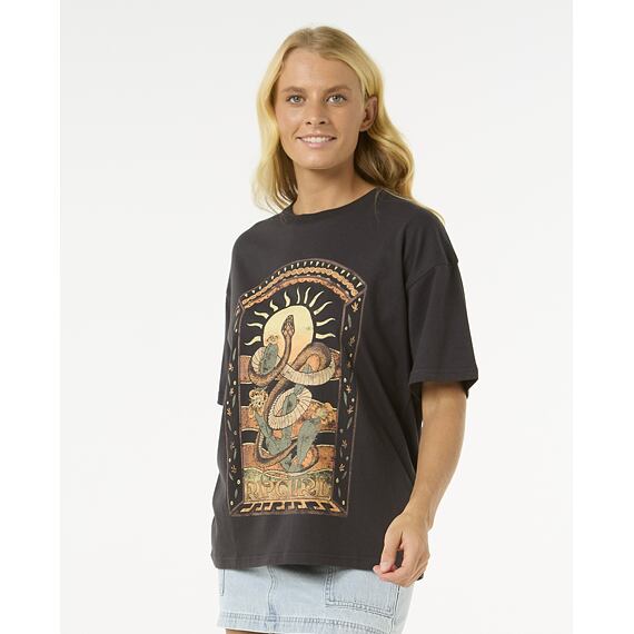 Tričko Rip Curl LUZ SOLAR HERITAGE TEE Washed Black