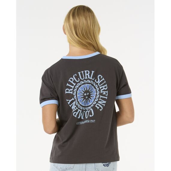 Tričko Rip Curl SAN CARLOS RINGER TEE Washed Black