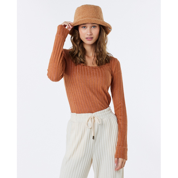 Tričko Rip Curl OPEN NECK COSY LS Light Brown 